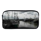yanfind Pencil Case YHO Richmond Marina Watercraft Harbor Fishing Dock Waterway Mast Overcast Boat Harbour Vehicle Zipper Pens Pouch Bag for Student Office School