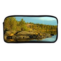 yanfind Pencil Case YHO Bank Wilderness Tree Yellowknife Reflection  Rock River Landscape Natural Autumn Reflection Zipper Pens Pouch Bag for Student Office School