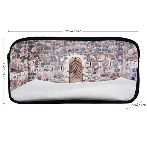 yanfind Pencil Case YHO Images Castle Door Building Finland Wooden Snow Suomenlinna Wallpapers Architecture Outdoors Stock Zipper Pens Pouch Bag for Student Office School