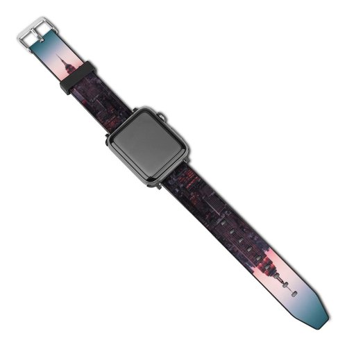 yanfind Watch Strap for Apple Watch Timo  Empire State Building York City Cityscape Sunset City Lights Urban Compatible with iWatch Series 5 4 3 2 1