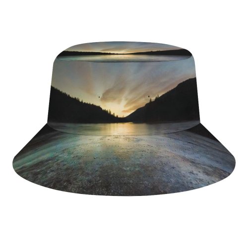 yanfind Adult Fisherman's Hat Rose Valley Reservoir British Columbia Canada Sunset Frozen Silhouette Landscape Dusk Fishing Fisherman Cap Travel Beach Sun protection