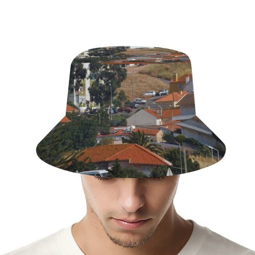 yanfind Adult Fisherman's Hat Town Cars Settlement Home Area Residential City Village Buildings City Houses Cityscape Fishing Fisherman Cap Travel Beach Sun protection