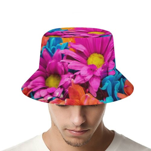 yanfind Adult Fisherman's Hat Flowers Dahlia Flowers Colorful Bloom Vibrant Fishing Fisherman Cap Travel Beach Sun protection