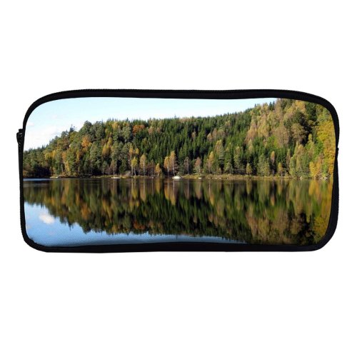 yanfind Pencil Case YHO Leaves Resources Landscape Reflection Tarn Tree Lake Natural Autumn Wilderness Zipper Pens Pouch Bag for Student Office School