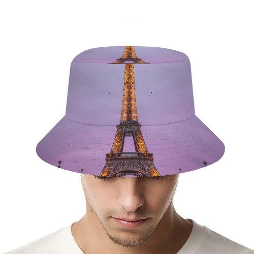 yanfind Adult Fisherman's Hat Denys Nevozhai Eiffel Tower Paris France Evening Purple Sky Lights Iconic Fishing Fisherman Cap Travel Beach Sun protection