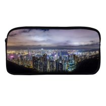 yanfind Pencil Case YHO Denys Nevozhai Hong Kong City River Night Time Skyscrapers Clouds Cityscape Zipper Pens Pouch Bag for Student Office School