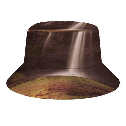 yanfind Adult Fisherman's Hat Dorothe Waterfalls Sunrise Sky Clouds Grass Landscape Rock Fishing Fisherman Cap Travel Beach Sun protection