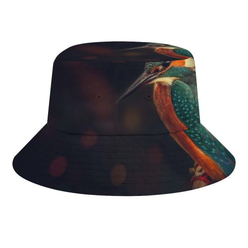yanfind Adult Fisherman's Hat Hmetosche Black Dark Kingfisher Bird Wildlife Dark Closeup Bird Tree Branch Fishing Fisherman Cap Travel Beach Sun protection