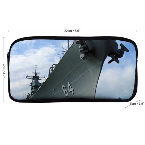 yanfind Pencil Case YHO Landing Vehicle Ship Norfolk Carrier Ship Cruiser Dock Heavy Virginia Warship Aircraft Zipper Pens Pouch Bag for Student Office School