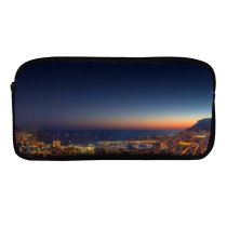 yanfind Pencil Case YHO Crevisio Monaco Yacht Show Cityscape City Lights Night Time Ocean Seascape Sunset Zipper Pens Pouch Bag for Student Office School
