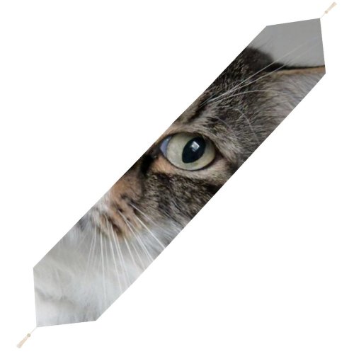 Yanfind Table Runner Young Grey Pet Kitten Portrait Tabby Curiosity Cute Little Staring Eye Whisker Everyday Dining Wedding Party Holiday Home Decor