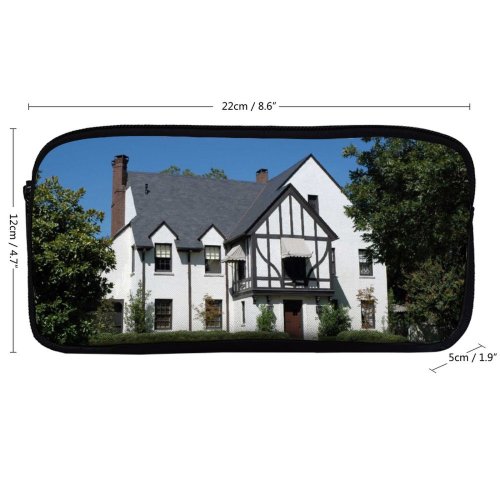 yanfind Pencil Case YHO Building Lodge Home Area Historic Residential History Cottage  Cottage Home Classic Zipper Pens Pouch Bag for Student Office School
