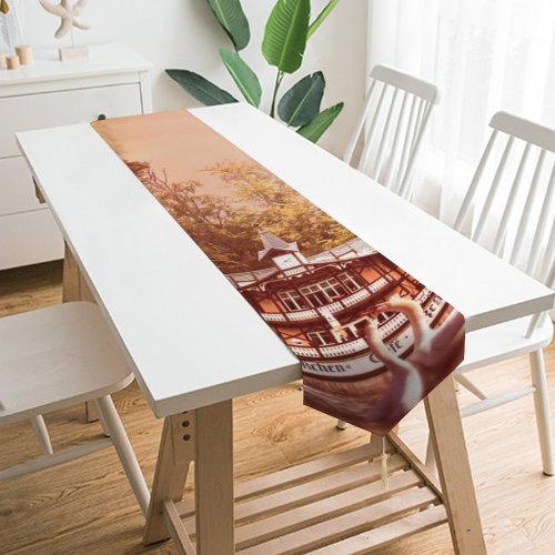 Yanfind Table Runner Comfreak Swan Forest Trees Sun Light Lake Everyday Dining Wedding Party Holiday Home Decor