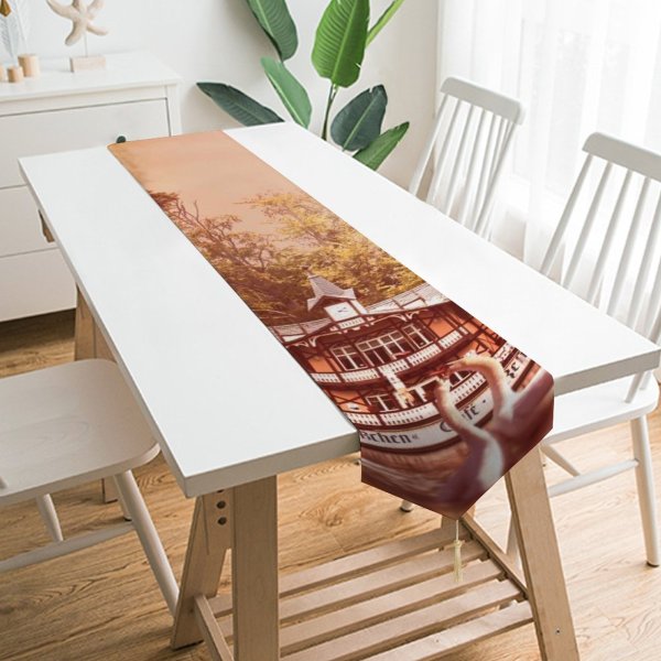 Yanfind Table Runner Comfreak Swan Forest Trees Sun Light Lake Everyday Dining Wedding Party Holiday Home Decor