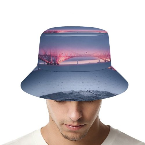 yanfind Adult Fisherman's Hat Otto Berkeley Architecture Forth Bridge United Kingdom UNESCO Heritage Queensferry Sunset River Fishing Fisherman Cap Travel Beach Sun protection
