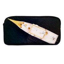 yanfind Pencil Case YHO Boat Ocean Sailboat Sea Watercraft Lake Aerial Shot Zipper Pens Pouch Bag for Student Office School