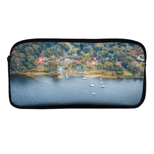 yanfind Pencil Case YHO Boats Coast Vacation Landscape Daylight Travel Island Dock Outdoors Scenic Woods Seashore Zipper Pens Pouch Bag for Student Office School