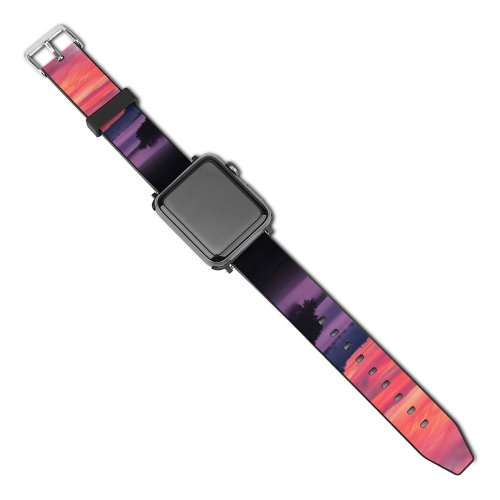 yanfind Watch Strap for Apple Watch Bruno Glätsch Sky Sunset Landscape Foggy Scenery Clouds Trees Silhouette Dawn Compatible with iWatch Series 5 4 3 2 1