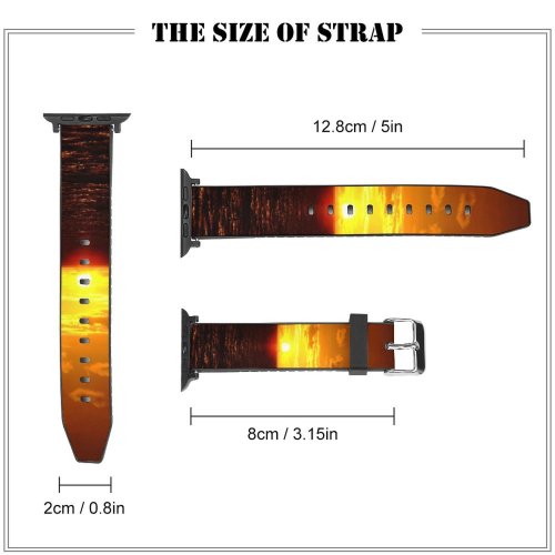 yanfind Watch Strap for Apple Watch Sunset Sunrise  Sky Colour Sea Ocean Hard Light Ray Beam Horizon Compatible with iWatch Series 5 4 3 2 1