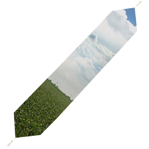 Yanfind Table Runner Field Scenery Sky Field Cloud Landscape Sky Lot Turbine Cloudy Clouds Grassland Everyday Dining Wedding Party Holiday Home Decor