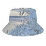 yanfind Adult Fisherman's Hat Winter Frozen Winter Natural Shore Landscape Ice Ice Branch Snow Tree Frost Fishing Fisherman Cap Travel Beach Sun protection