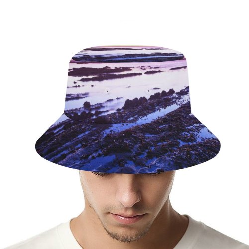 yanfind Adult Fisherman's Hat Romain Guy Fitzgerald Marine California USA Moss Beach Rocks Sunset Purple Sky Fishing Fisherman Cap Travel Beach Sun protection