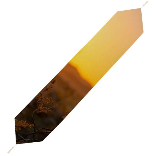 Yanfind Table Runner Backlit Golden Dry Sunlight Sunset Desert Landscape Mountains Field Sun Outdoors Hour Everyday Dining Wedding Party Holiday Home Decor