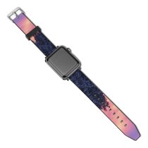 yanfind Watch Strap for Apple Watch Bruno Glätsch Snow Covered Tall Trees Sunset Afterglow Winter Purple Sky Scenery Compatible with iWatch Series 5 4 3 2 1
