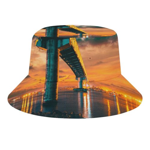 yanfind Adult Fisherman's Hat Sergio Osmeña Bridge Philippines Mactan–Mandaue Bridge Sunset City Lights Dusk Reflection Cloudy Fishing Fisherman Cap Travel Beach Sun protection