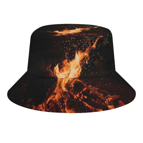 yanfind Adult Fisherman's Hat Clay Banks Black Dark Bonfire Dark Campfire Flame Night Time Burning Outdoor Fishing Fisherman Cap Travel Beach Sun protection