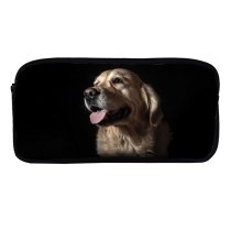 yanfind Pencil Case YHO Lovely Golden Images Photo Pet Spain Hound Tongue Session  Free Dark Zipper Pens Pouch Bag for Student Office School