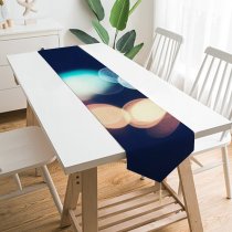 Yanfind Table Runner Blur Focus Dark Design Shiny Shining Illuminated Lights Downtown Blurred Colorful Scene Everyday Dining Wedding Party Holiday Home Decor