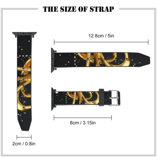 yanfind Watch Strap for Apple Watch Celebrations Year Golden Letters Calligraphic Ribbons Happy Party  Dark Compatible with iWatch Series 5 4 3 2 1