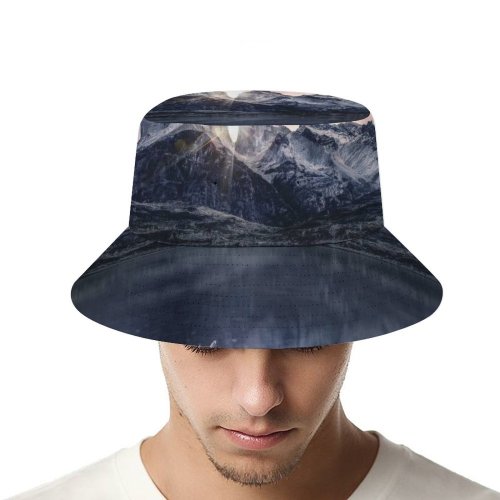 yanfind Adult Fisherman's Hat Grafixart Mountain Sunlight Lake Reflection Morning Sunrise Fishing Fisherman Cap Travel Beach Sun protection