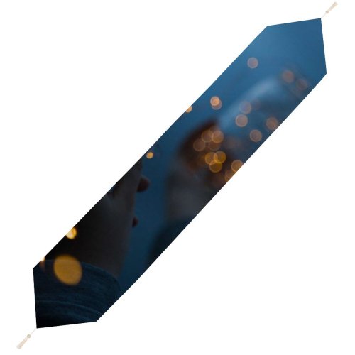 Yanfind Table Runner Blur Girl Magic Dark Design Illuminated Lights Jar Portable Hands Depth Touch Everyday Dining Wedding Party Holiday Home Decor