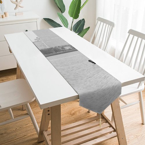 Yanfind Table Runner Boats City Sea Buildings Beach Ocean Cityscape Everyday Dining Wedding Party Holiday Home Decor