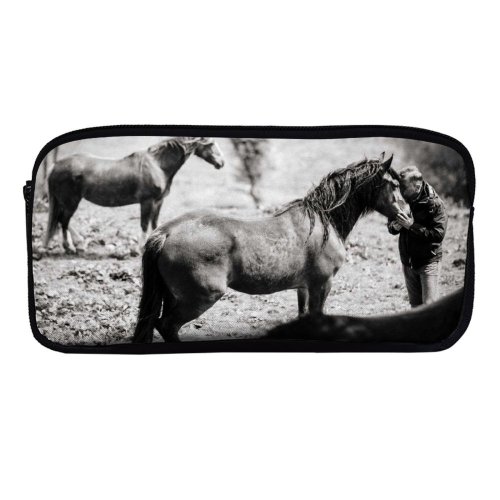 yanfind Pencil Case YHO Images Country Wallpapers Kissing Equestrian Free Natural Horse Winning Pictures Equine Ranch Zipper Pens Pouch Bag for Student Office School