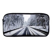 yanfind Pencil Case YHO Sven Muller Winter Road Forest Snow Covered Trees Zipper Pens Pouch Bag for Student Office School