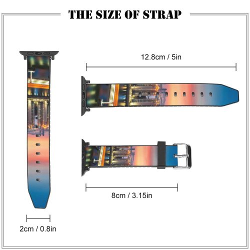 yanfind Watch Strap for Apple Watch Anek Suwannaphoom Busan Gwangan  City Lights Sunset Harbor Sky Metropolitan Urban Compatible with iWatch Series 5 4 3 2 1