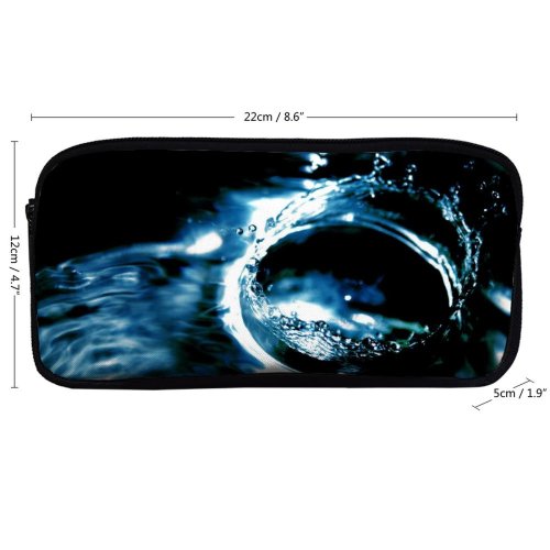 yanfind Pencil Case YHO Resources Liquid Cool Drop Reflection Light Fluid Electric Drop Macro Bubble Liquid Zipper Pens Pouch Bag for Student Office School