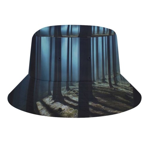 yanfind Adult Fisherman's Hat Hmetosche Dark Forest Woods Night Time Dark Tall Trees Haunted Mystery Fishing Fisherman Cap Travel Beach Sun protection