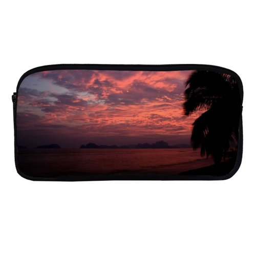yanfind Pencil Case YHO Dusk Afterglow Cloud Sunset Beach Sunset Vacation Sky Horizon Sunrise Tree Tropical Zipper Pens Pouch Bag for Student Office School