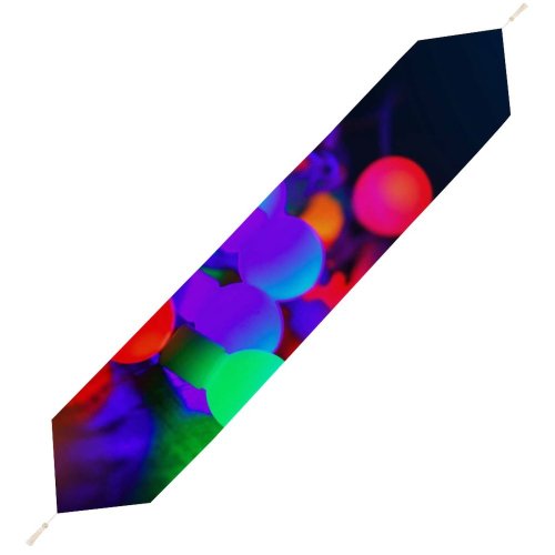 Yanfind Table Runner Blur Focus Dark Illuminated Lights Colorful String Round Bulbs Bokeh Christmas Decoration Everyday Dining Wedding Party Holiday Home Decor