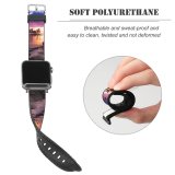 yanfind Watch Strap for Apple Watch Tanjung Aru Resort Kota Kinabalu Malaysia Sunset Seascape Palm Trees Landscape Rocky Compatible with iWatch Series 5 4 3 2 1