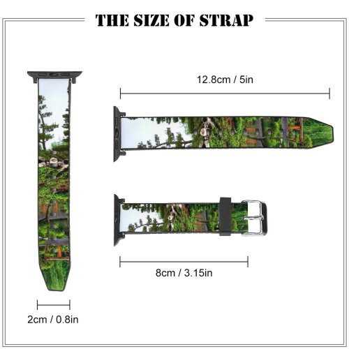 yanfind Watch Strap for Apple Watch Plants Bushes Garden Japanese Reflection Vegetation Pond Natural Landscape Botanical Botany Tree Compatible with iWatch Series 5 4 3 2 1