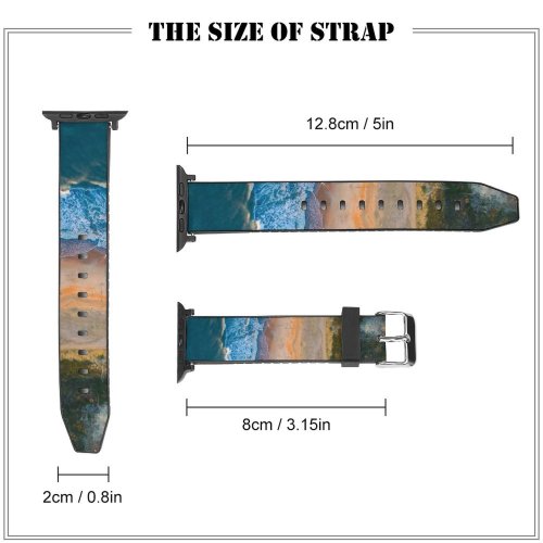 yanfind Watch Strap for Apple Watch Drone Topdown Beach Grass Sunlight Snow Free Ocean Basin  Shore Compatible with iWatch Series 5 4 3 2 1