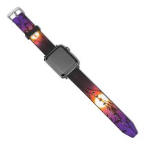 yanfind Watch Strap for Apple Watch B Sunrise Silhouette Purple Sky Plants Dusk Blurred Compatible with iWatch Series 5 4 3 2 1