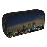 yanfind Pencil Case YHO Building HDR Exposure Settlement Area Downtown City Brazil Night Sky Lights Street Zipper Pens Pouch Bag for Student Office School