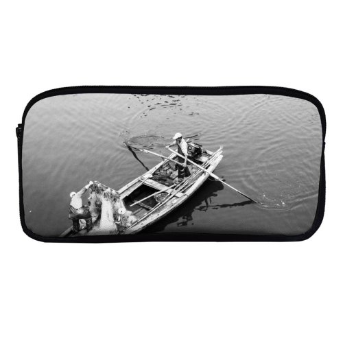 yanfind Pencil Case YHO Boat River Fishing Lake Zipper Pens Pouch Bag for Student Office School