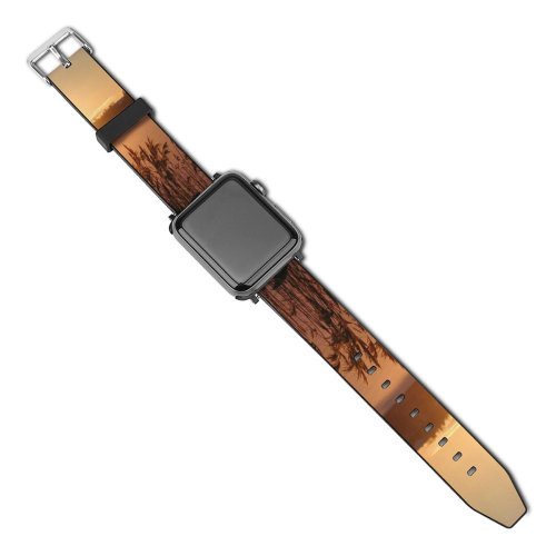 yanfind Watch Strap for Apple Watch Winter Christmas Horizon Dawn Natural Morning Atmospheric  Sunset Landscape Sky Denmark Compatible with iWatch Series 5 4 3 2 1